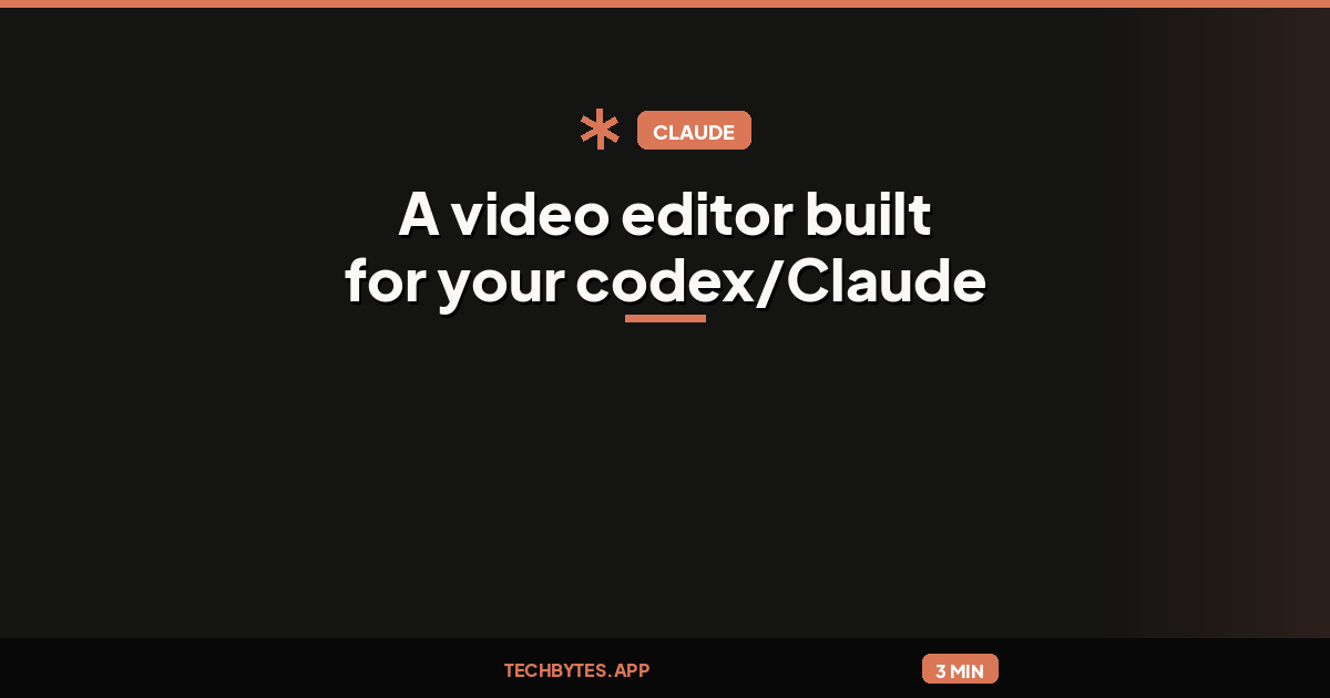 A video editor built for your codex/Claude Code