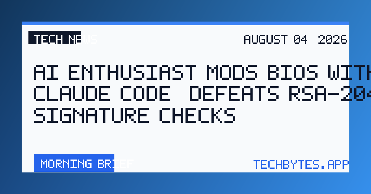 AI enthusiast mods BIOS with Claude Code, defeats RSA-2048 signature checks