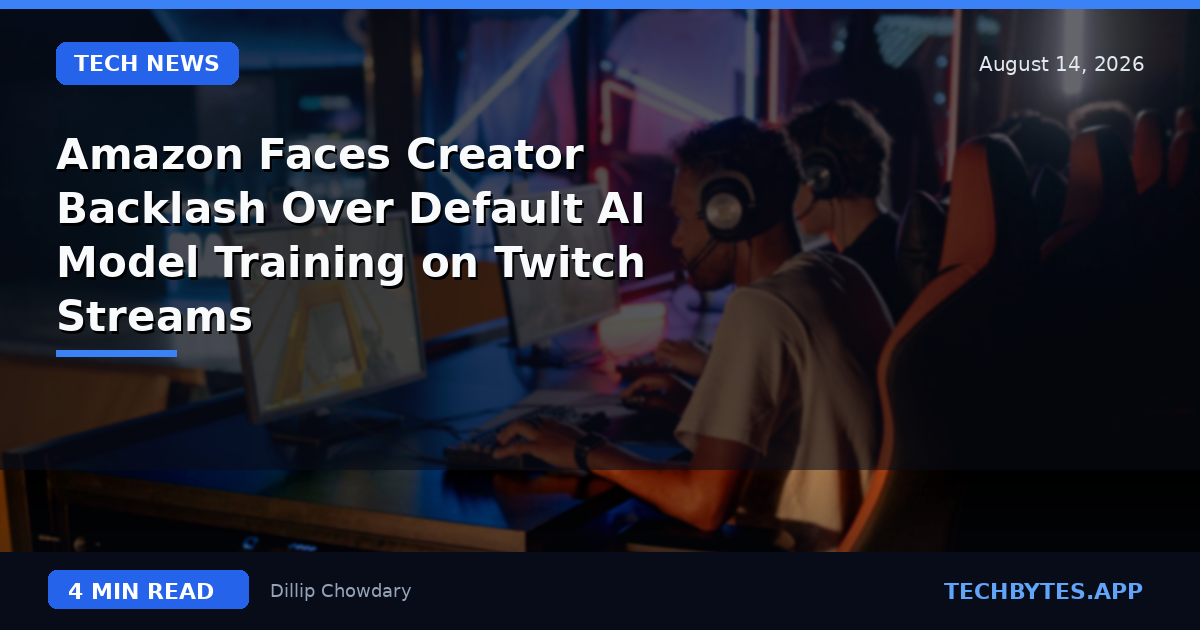 Amazon Faces Creator Backlash Over Default AI Model Training on Twitch Streams
