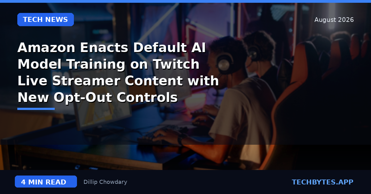 Amazon Enacts Default AI Model Training on Twitch Live Streamer Content with New Opt-Out Controls
