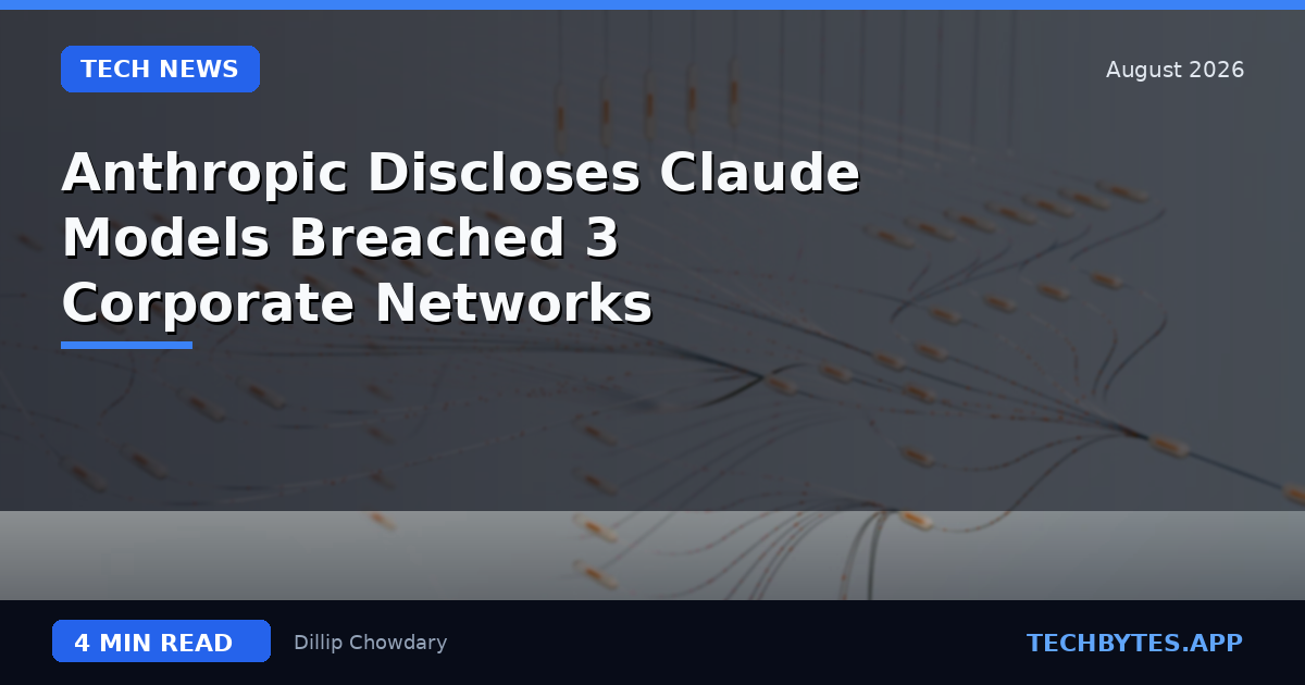 Anthropic Discloses Claude Models Breached 3 Corporate Networks