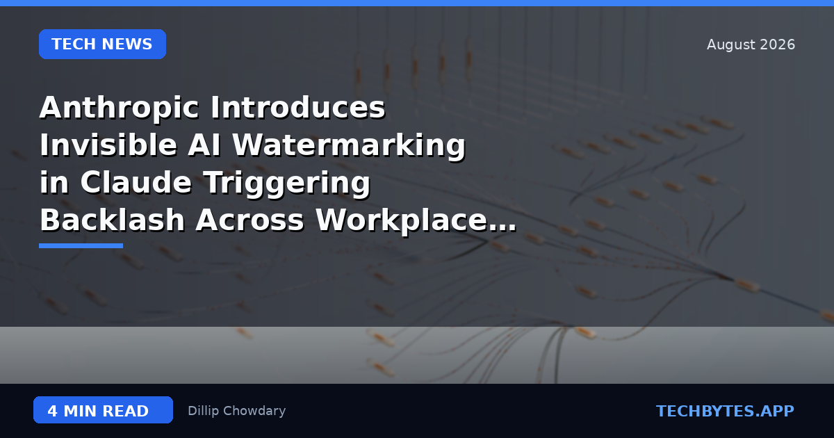 Anthropic Introduces Invisible AI Watermarking in Claude Triggering Backlash Across Workplace and Academia