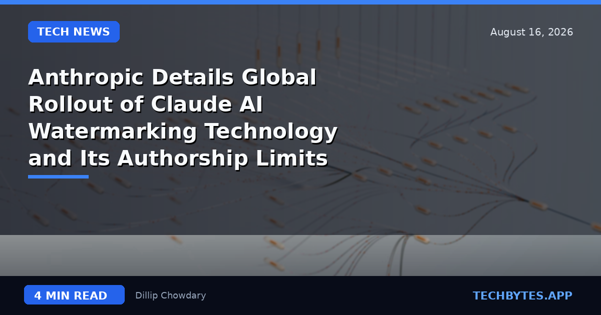 Anthropic Details Global Rollout of Claude AI Watermarking Technology and Its Authorship Limits