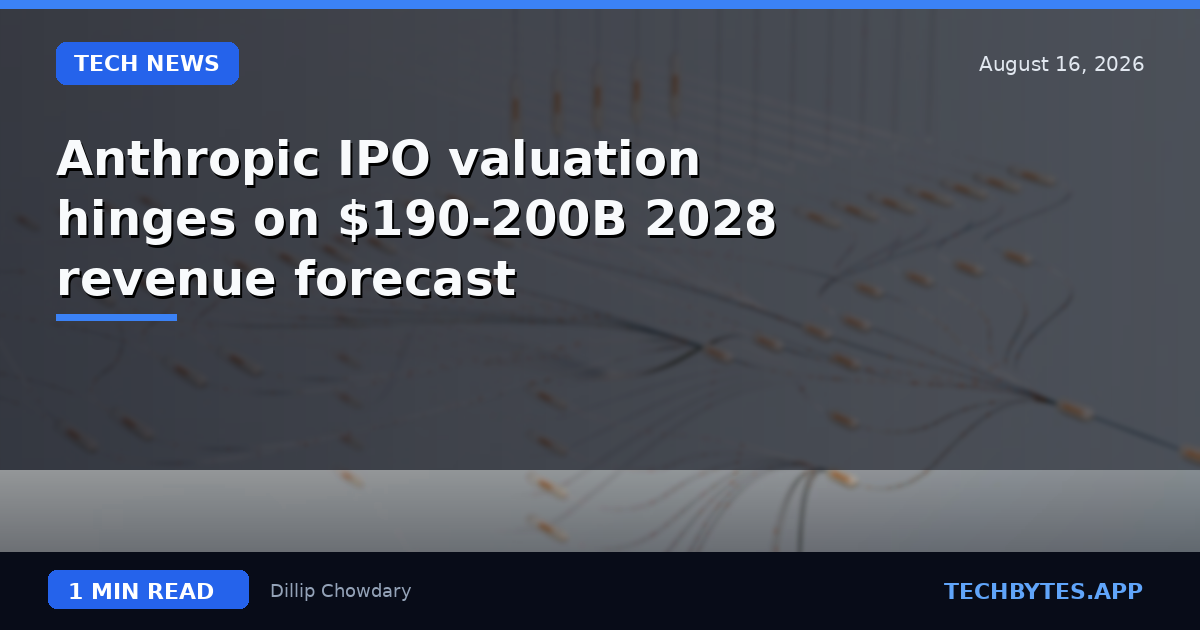 Anthropic IPO valuation hinges on $190-200B 2028 revenue forecast