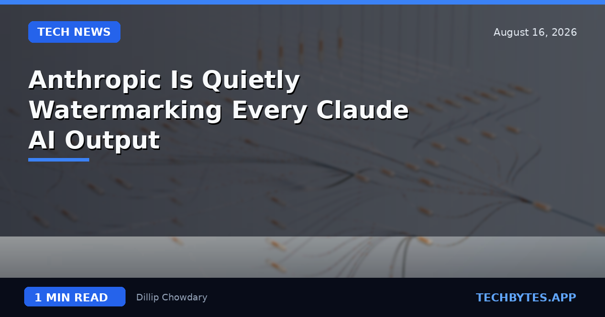 Anthropic Is Quietly Watermarking Every Claude AI Output