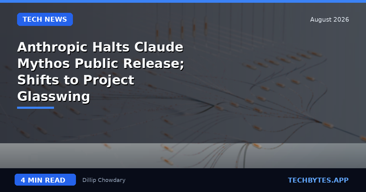 Anthropic Halts Claude Mythos Public Release; Shifts to Project Glasswing