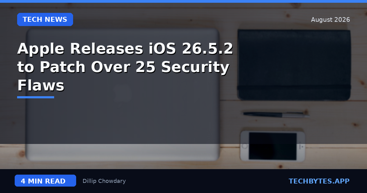 Apple Releases iOS 26.5.2 to Patch Over 25 Security Flaws