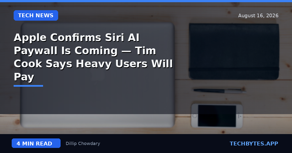 Apple Confirms Siri AI Paywall Is Coming — Tim Cook Says Heavy Users Will Pay