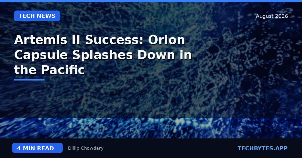 Artemis II Success: Orion Capsule Splashes Down in the Pacific