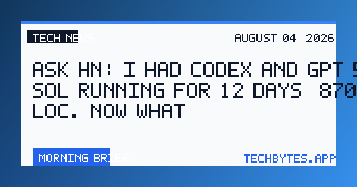 Ask HN: I had Codex and GPT 5.6 Sol running for 12 days, 870k+ LOC. Now what?