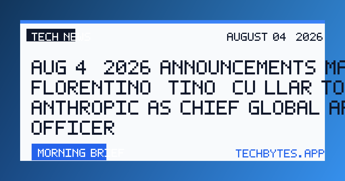 Aug 4, 2026 Announcements Mariano-Florentino (Tino) Cuéllar to join Anthropic as Chief Global Affairs Officer