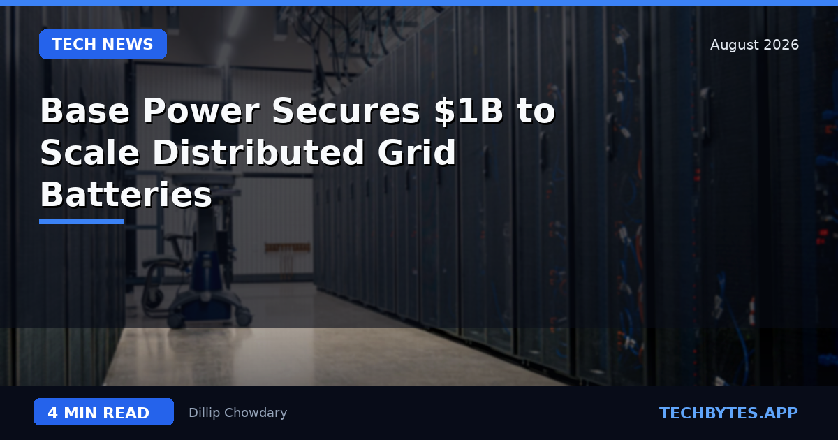 Base Power Secures $1B to Scale Distributed Grid Batteries