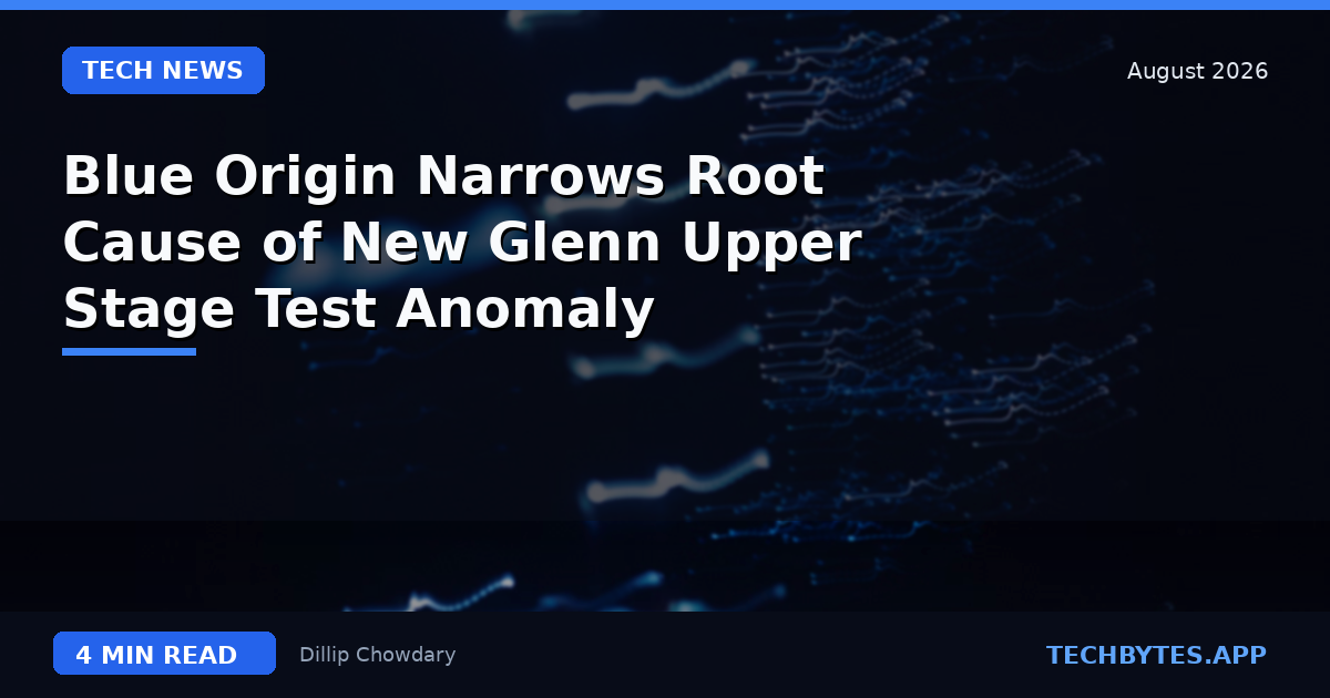 Blue Origin Narrows Root Cause of New Glenn Upper Stage Test Anomaly