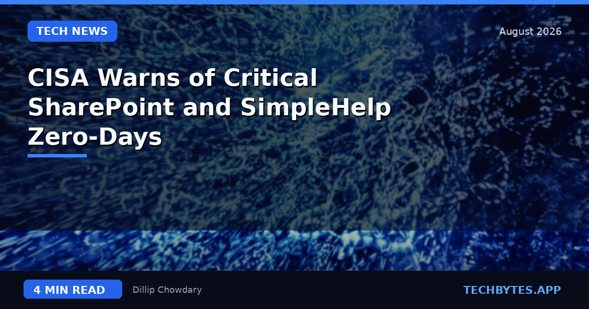 CISA Warns of Critical SharePoint and SimpleHelp Zero-Days