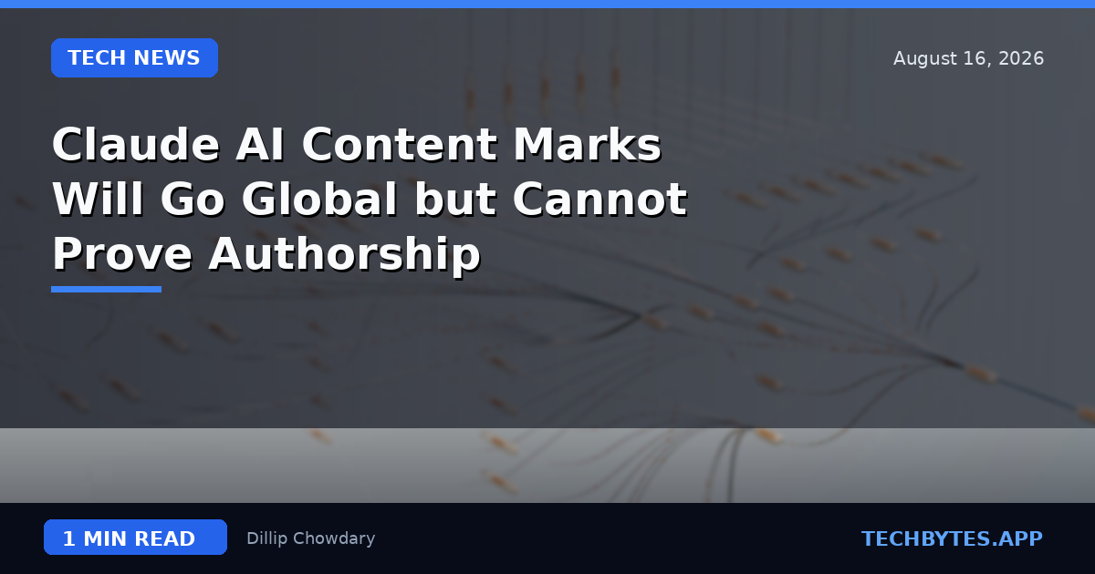 Claude AI Content Marks Will Go Global but Cannot Prove Authorship