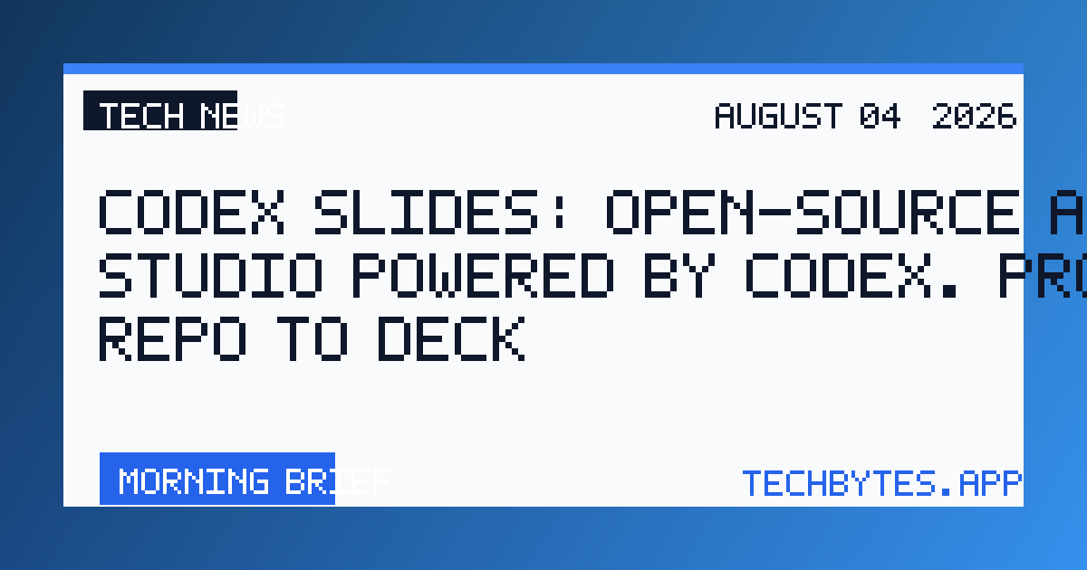Codex Slides: open-source AI slide studio powered by Codex. Prompt, repo to deck