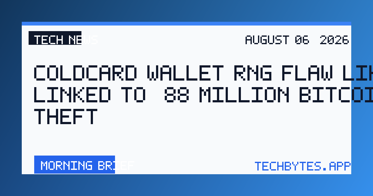COLDCARD wallet RNG flaw likely linked to $88 million Bitcoin theft