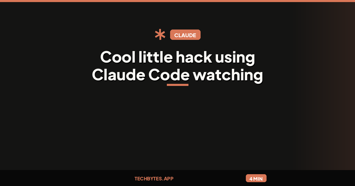 Cool little hack using Claude Code watching files with tail -f