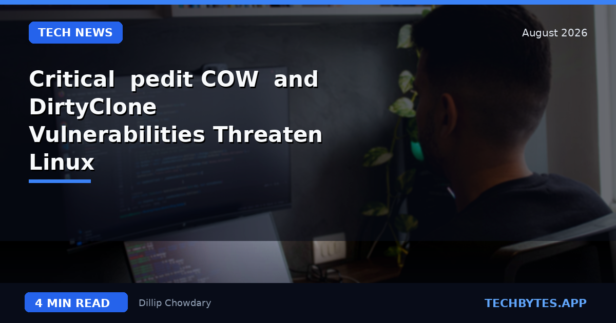 Critical 'pedit COW' and 'DirtyClone' Vulnerabilities Threaten Linux
