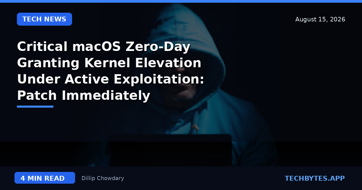 Critical macOS Zero-Day Granting Kernel Elevation Under Active Exploitation: Patch Immediately