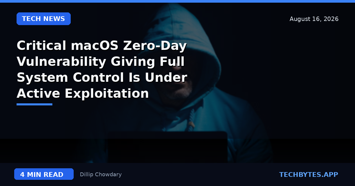 Critical macOS Zero-Day Vulnerability Giving Full System Control Is Under Active Exploitation