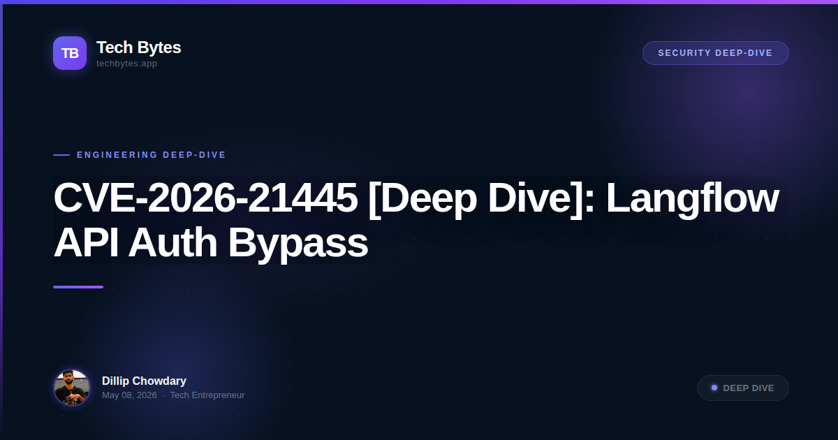 CVE-2026-21445 [Deep Dive]: Langflow API Auth Bypass