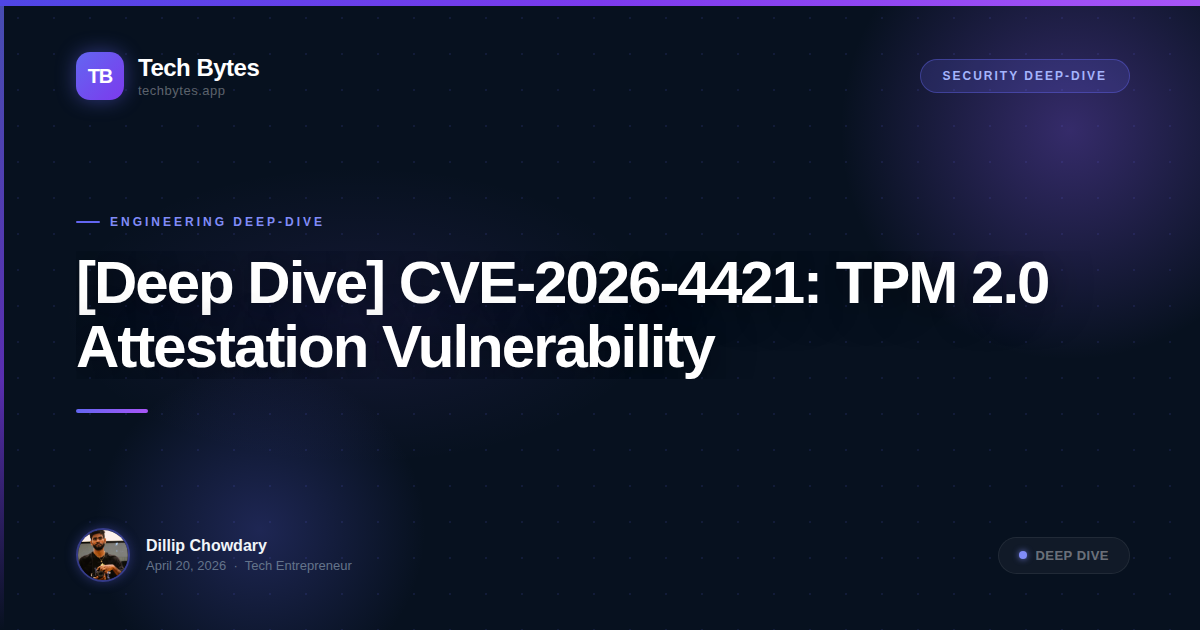 [Deep Dive] CVE-2026-4421: TPM 2.0 Attestation Vulnerability