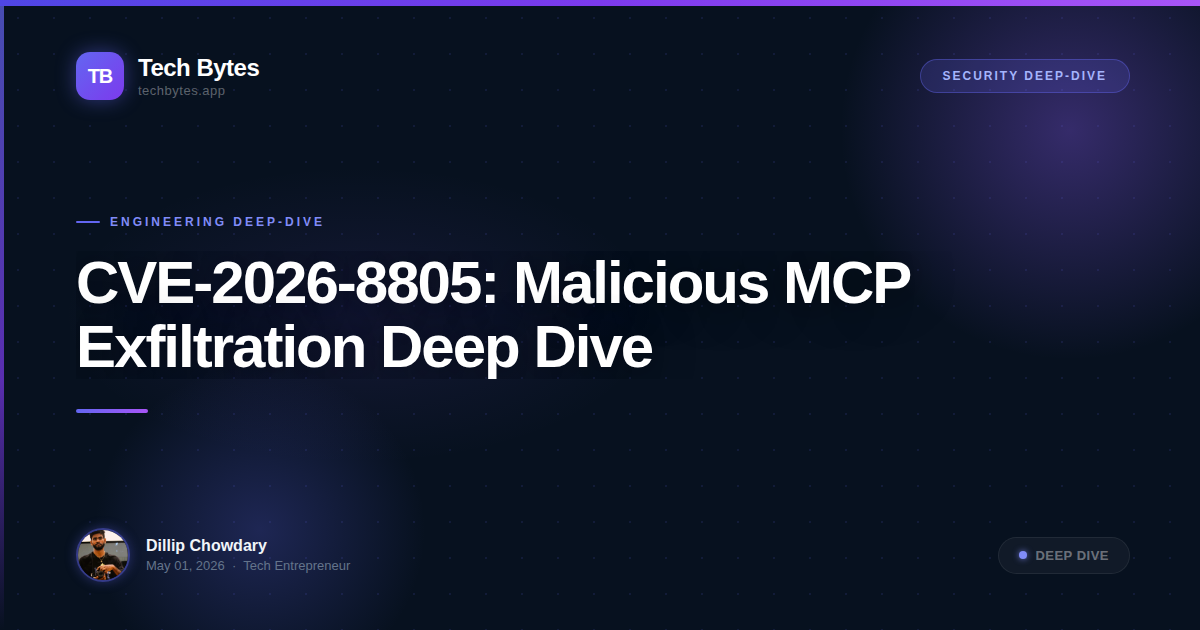 CVE-2026-8805: Malicious MCP Exfiltration Deep Dive