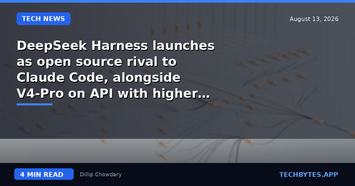 DeepSeek Harness launches as open source rival to Claude Code, alongside V4-Pro on API with higher prices