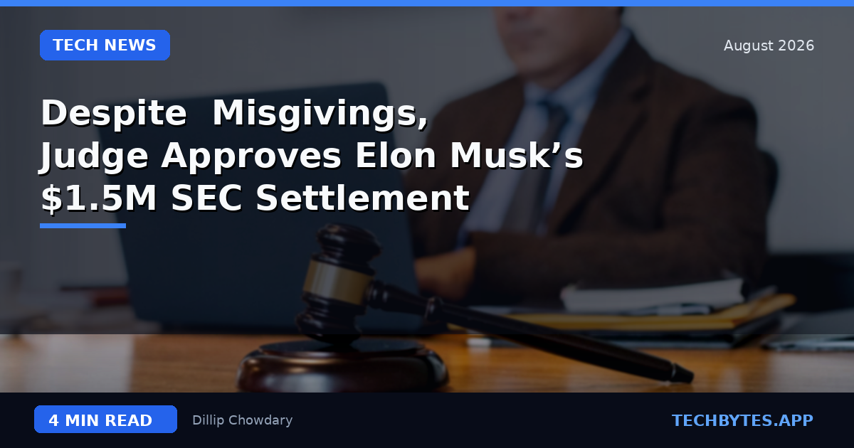 Despite 'Misgivings,' Judge Approves Elon Musk’s $1.5M SEC Settlement