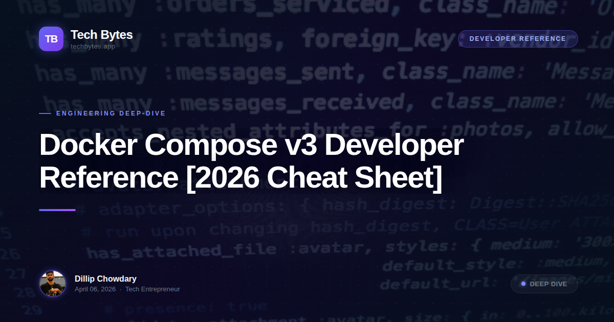 Docker Compose v3 Developer Reference [2026 Cheat Sheet]