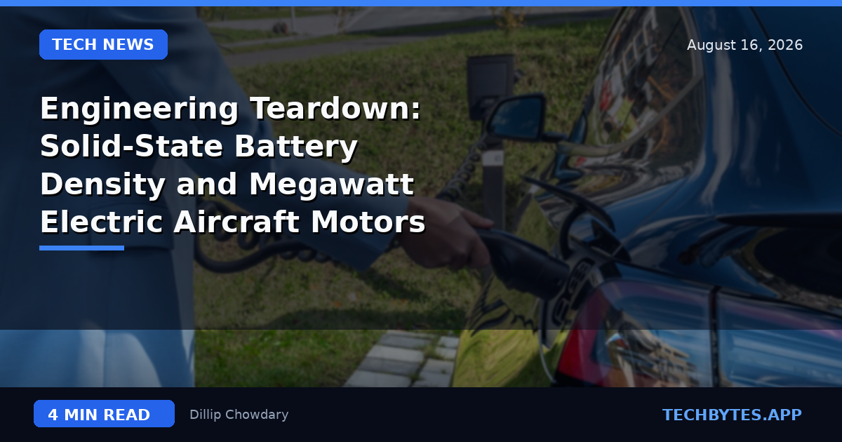 Engineering Teardown: Solid-State Battery Density and Megawatt Electric Aircraft Motors