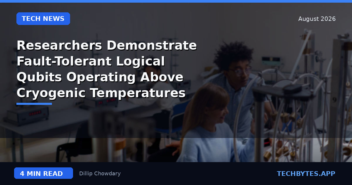 Researchers Demonstrate Fault-Tolerant Logical Qubits Operating Above Cryogenic Temperatures