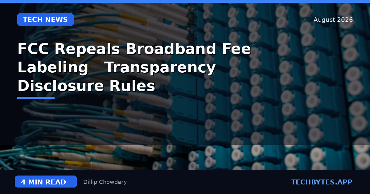 FCC Repeals Broadband Fee Labeling & Transparency Disclosure Rules