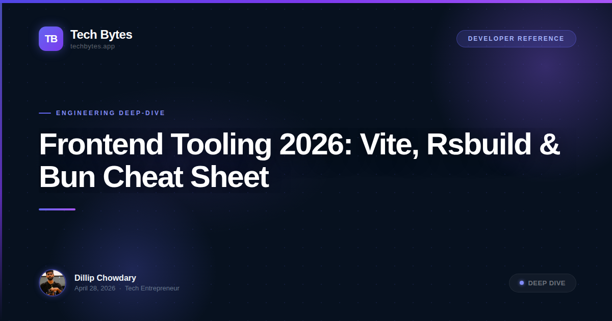 Frontend Tooling 2026: Vite, Rsbuild & Bun Cheat Sheet