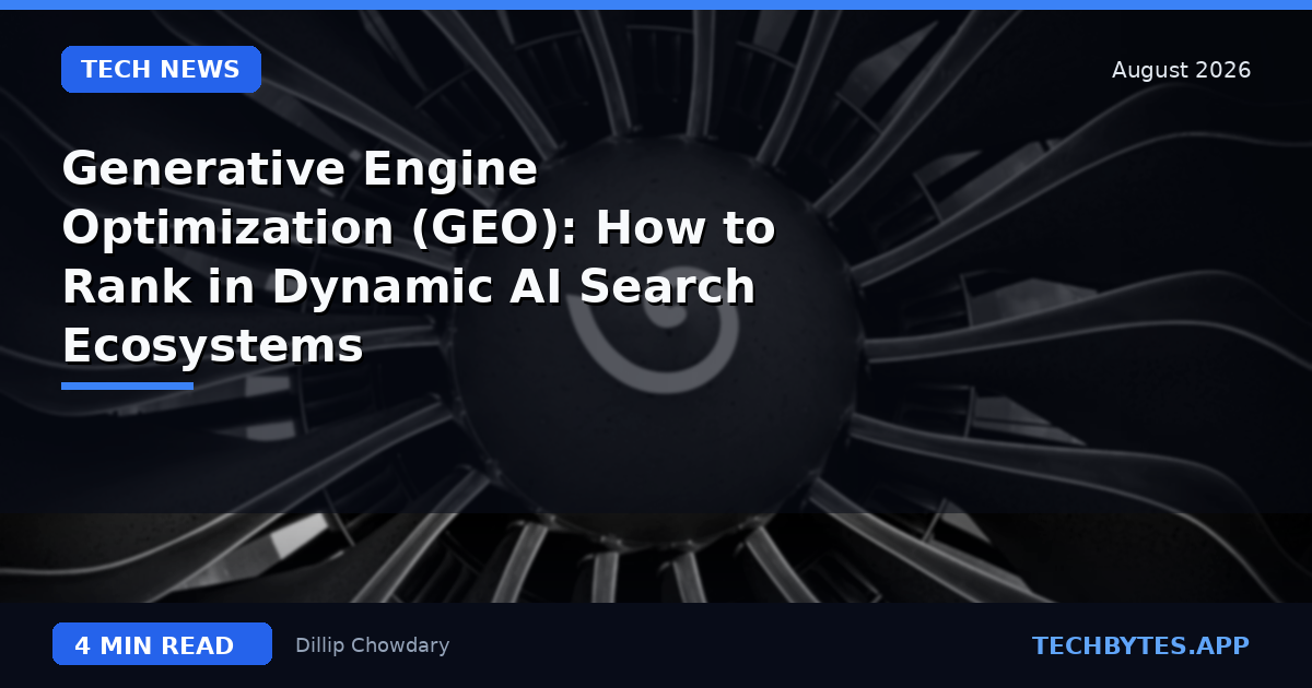 Generative Engine Optimization (GEO): How to Rank in Dynamic AI Search Ecosystems