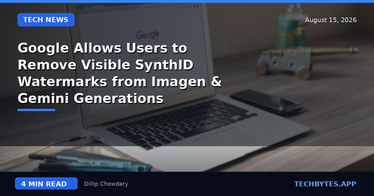Google Allows Users to Remove Visible SynthID Watermarks from Imagen & Gemini Generations