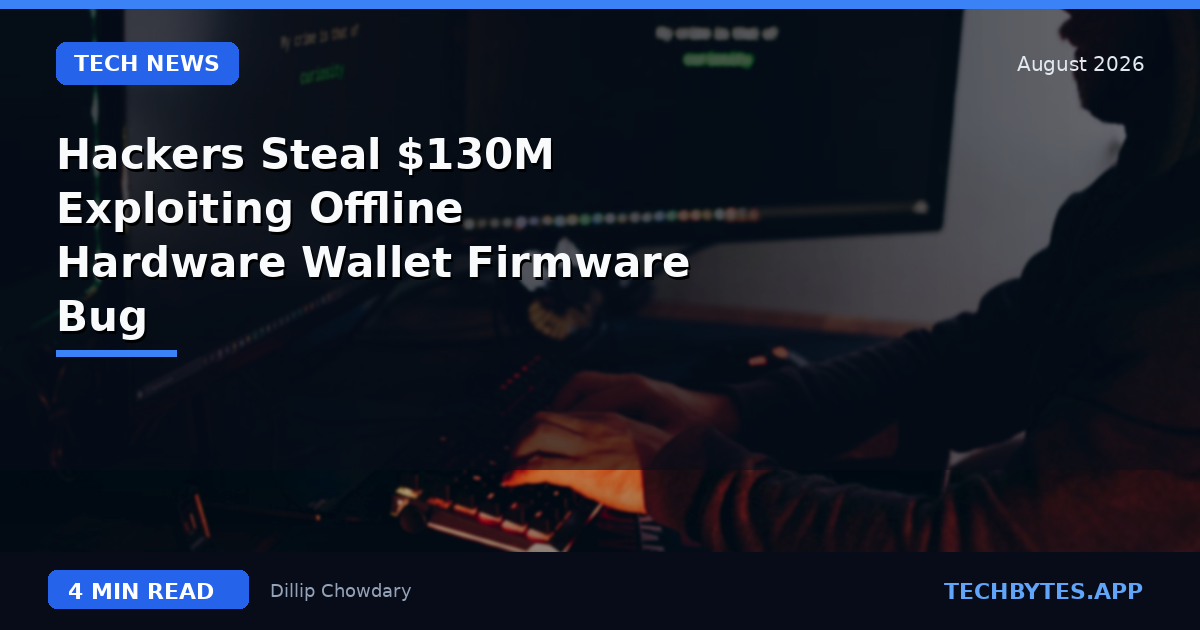 Hackers Steal $130M Exploiting Offline Hardware Wallet Firmware Bug