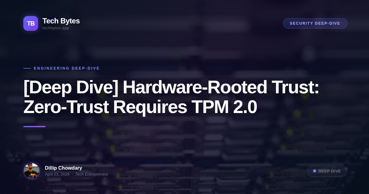 [Deep Dive] Hardware-Rooted Trust: Zero-Trust Requires TPM 2.0