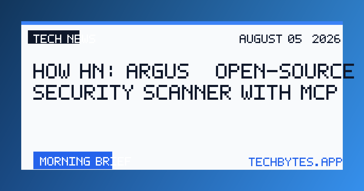 How HN: Argus – open-source security scanner with MCP