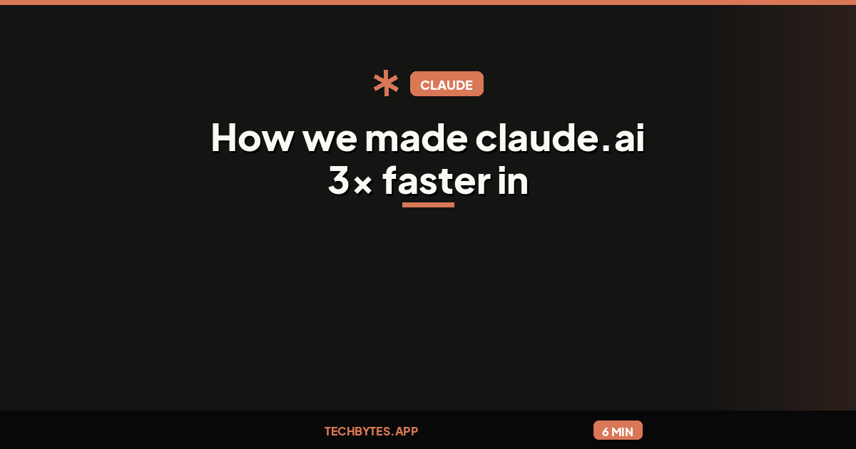 How we made claude.ai 3x faster in two weeks