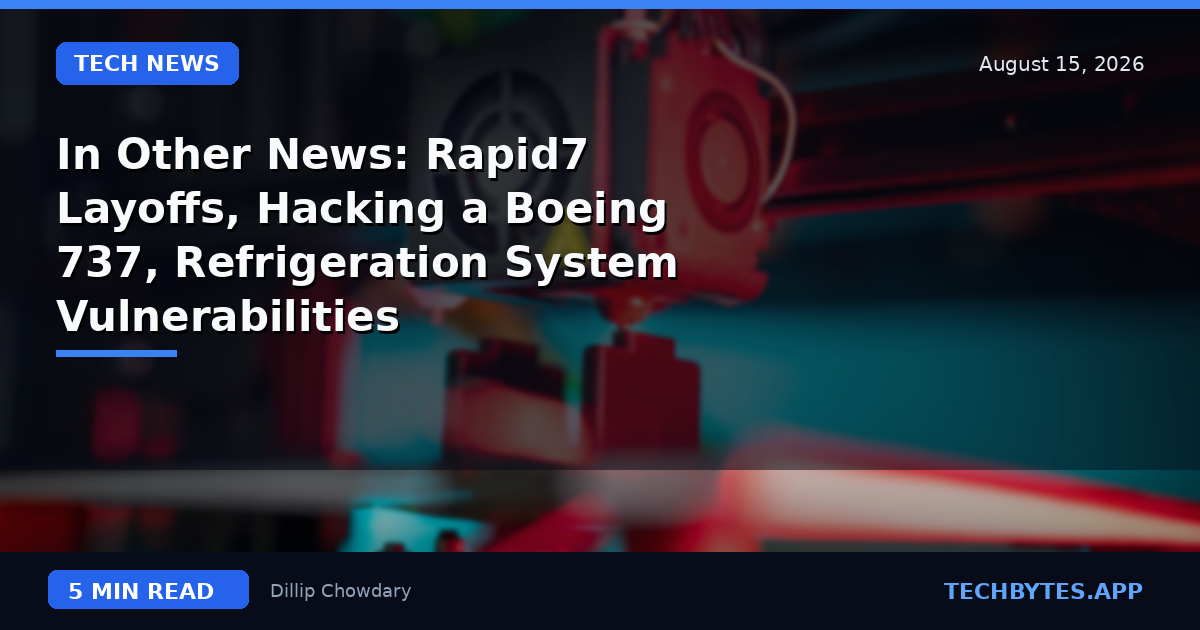 In Other News: Rapid7 Layoffs, Hacking a Boeing 737, Refrigeration System Vulnerabilities