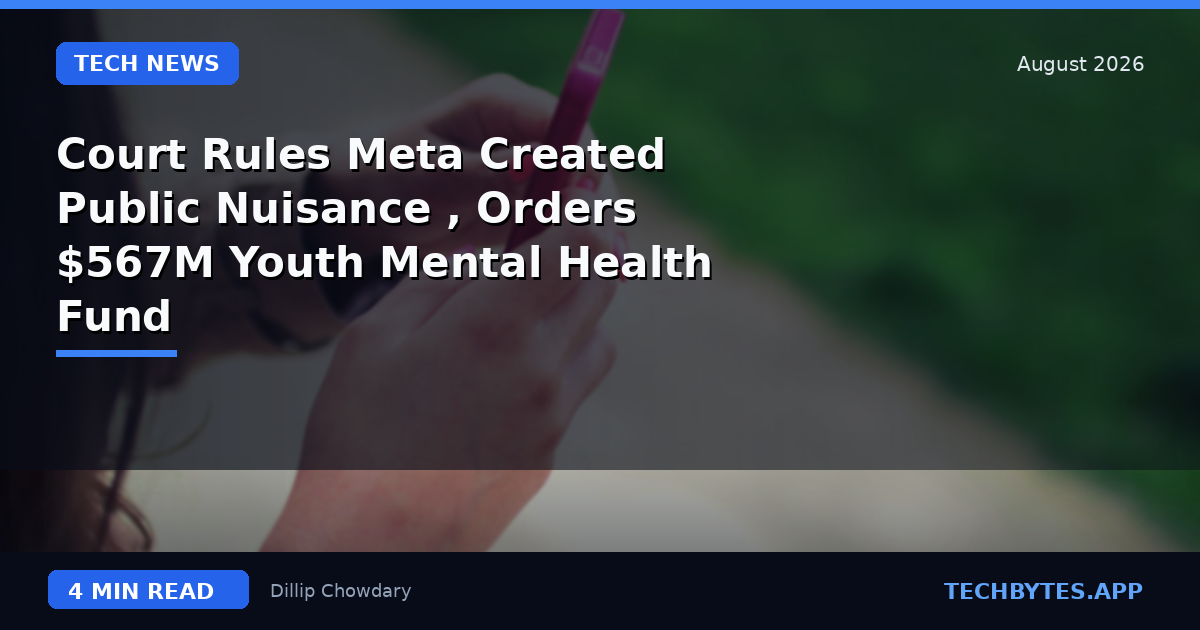 Court Rules Meta Created 'Public Nuisance', Orders $567M Youth Mental Health Fund