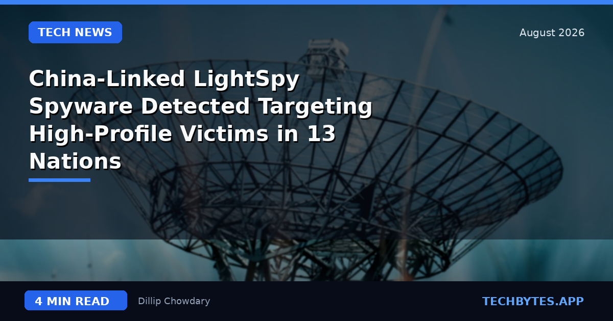 China-Linked LightSpy Spyware Detected Targeting High-Profile Victims in 13 Nations