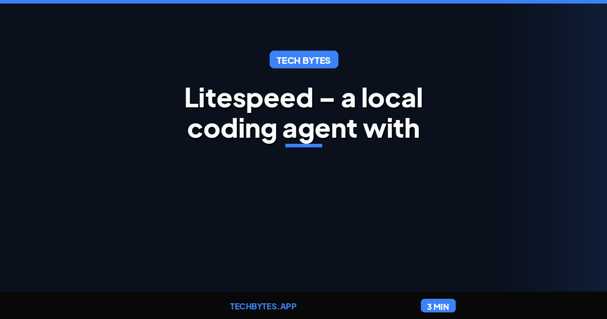 Litespeed – a local coding agent with multi-model workflows