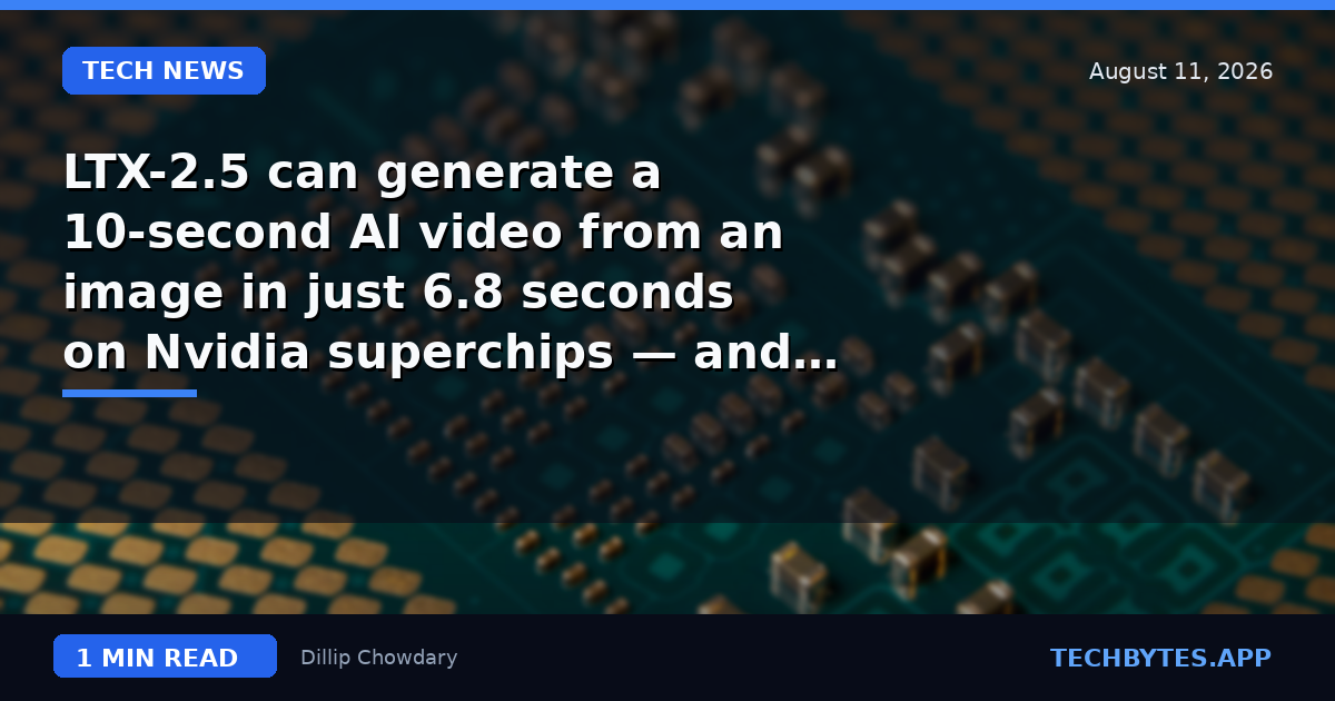 LTX-2.5 can generate a 10-second AI video from an image in just 6.8 seconds on Nvidia superchips — and it's…