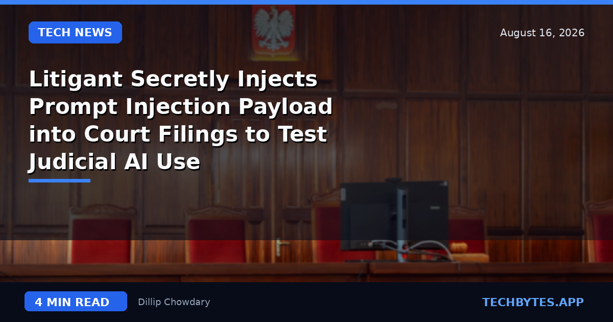 Litigant Secretly Injects Prompt Injection Payload into Court Filings to Test Judicial AI Use