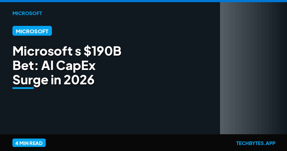 Microsoft's $190B Bet: AI CapEx Surge in 2026 Explained | Tech Bytes