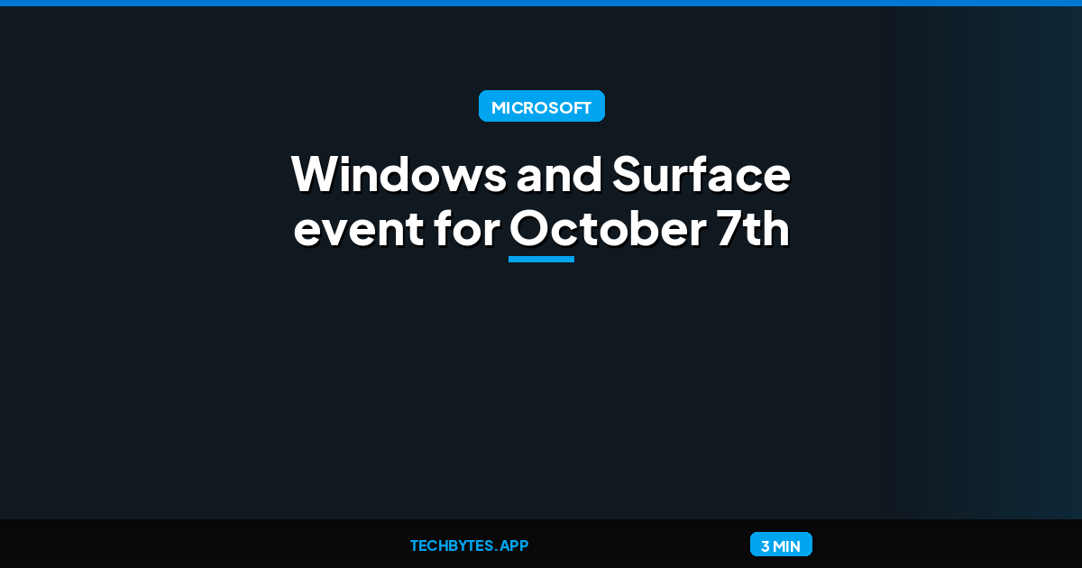 Microsoft announces Windows and Surface event for October 7th