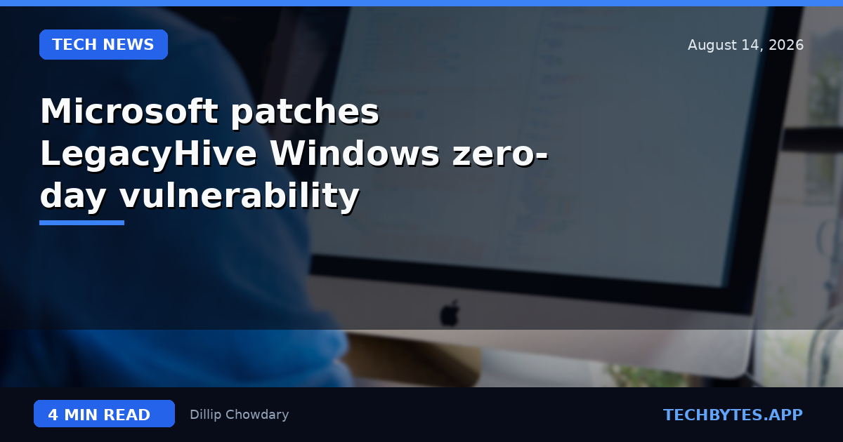 Microsoft patches LegacyHive Windows zero-day vulnerability